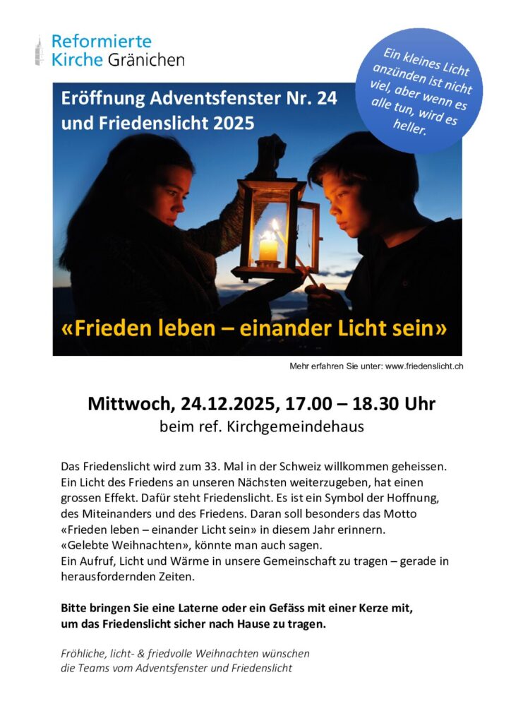Flyer Adventsfenster Friedenslicht 2025