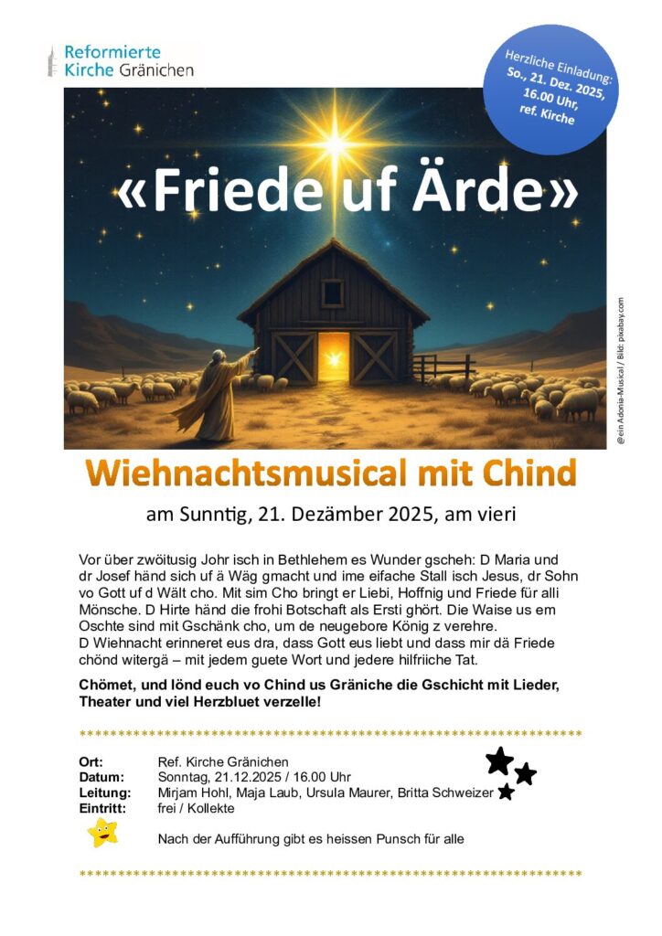 Weihnachtsmusical 2025 Friede Uf Ärde