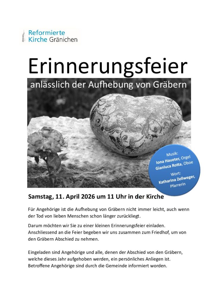 Plakat Erinnerungsfeier Gräber 2026